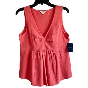 Lucky Brand Babydoll Sleeveless V-Neck Top Coral